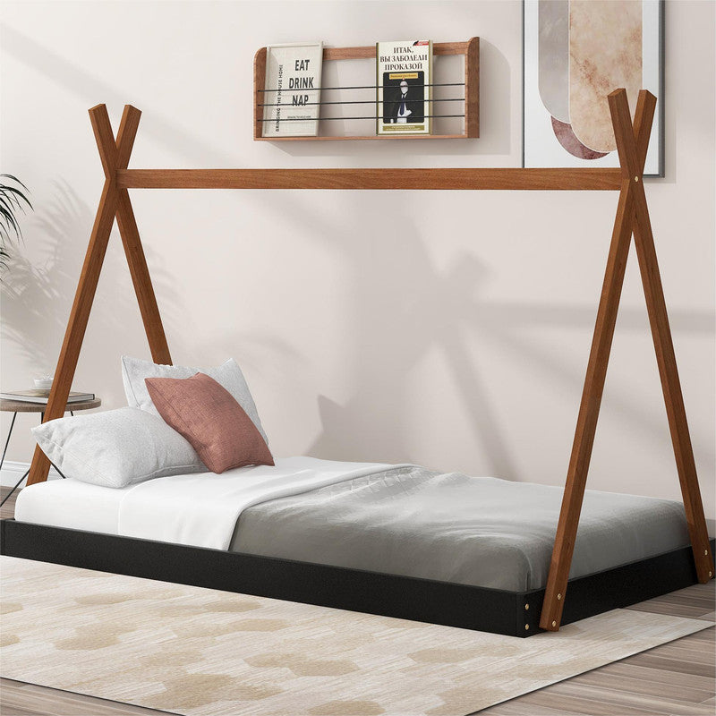 Twin Size Tent Floor Bed with Triangle Structure