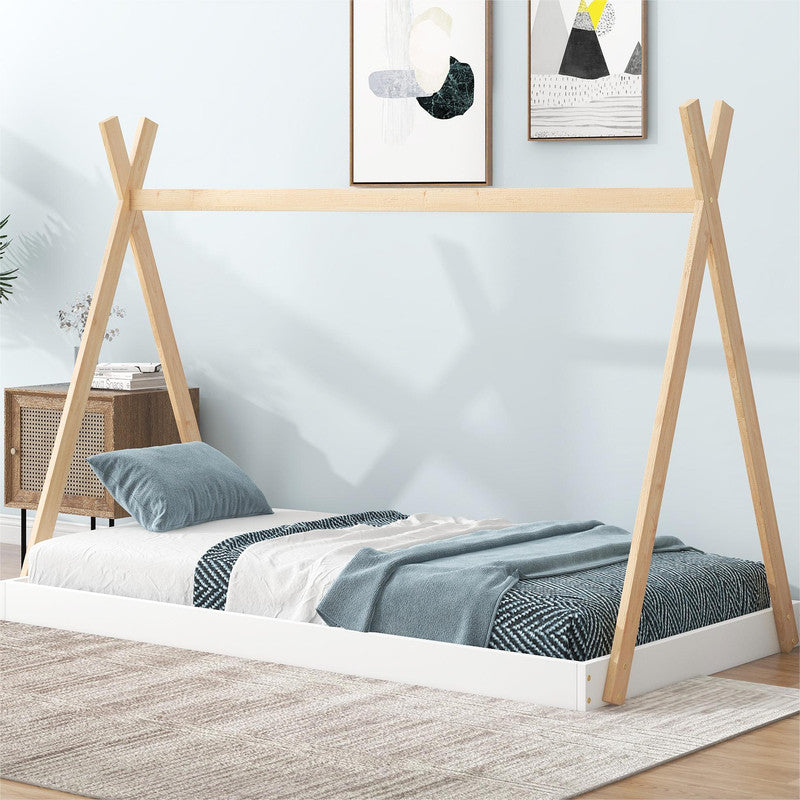 Twin Size Tent Floor Bed with Triangle Structure