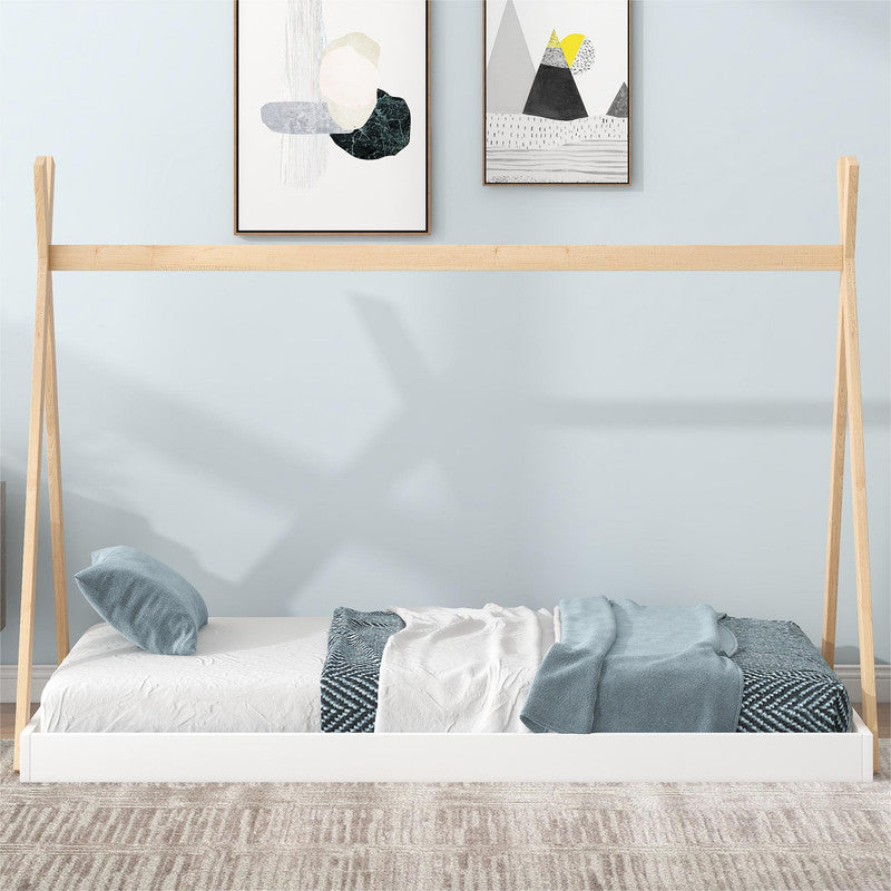 Twin Size Tent Floor Bed with Triangle Structure