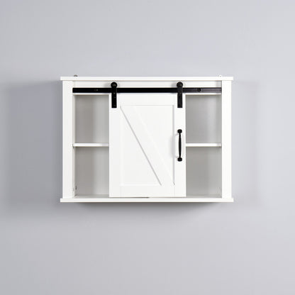 Bathroom Wall Cabinet with 2 Adjustable Shelves Wooden Storage Cabinet with a Barn Door
