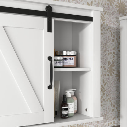 Bathroom Wall Cabinet with 2 Adjustable Shelves Wooden Storage Cabinet with a Barn Door