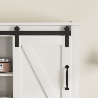 Bathroom Wall Cabinet with 2 Adjustable Shelves Wooden Storage Cabinet with a Barn Door