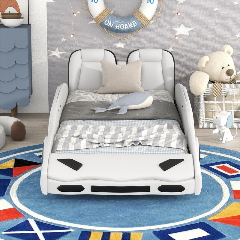 Twin Size Race Car-Shaped Platform Bed with Wheels