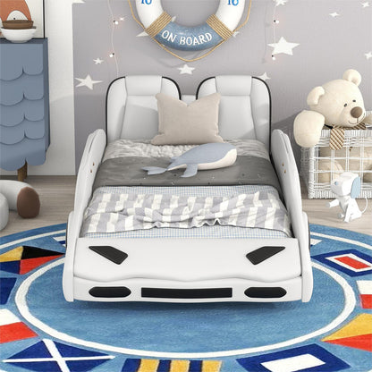 Twin Size Race Car-Shaped Platform Bed with Wheels