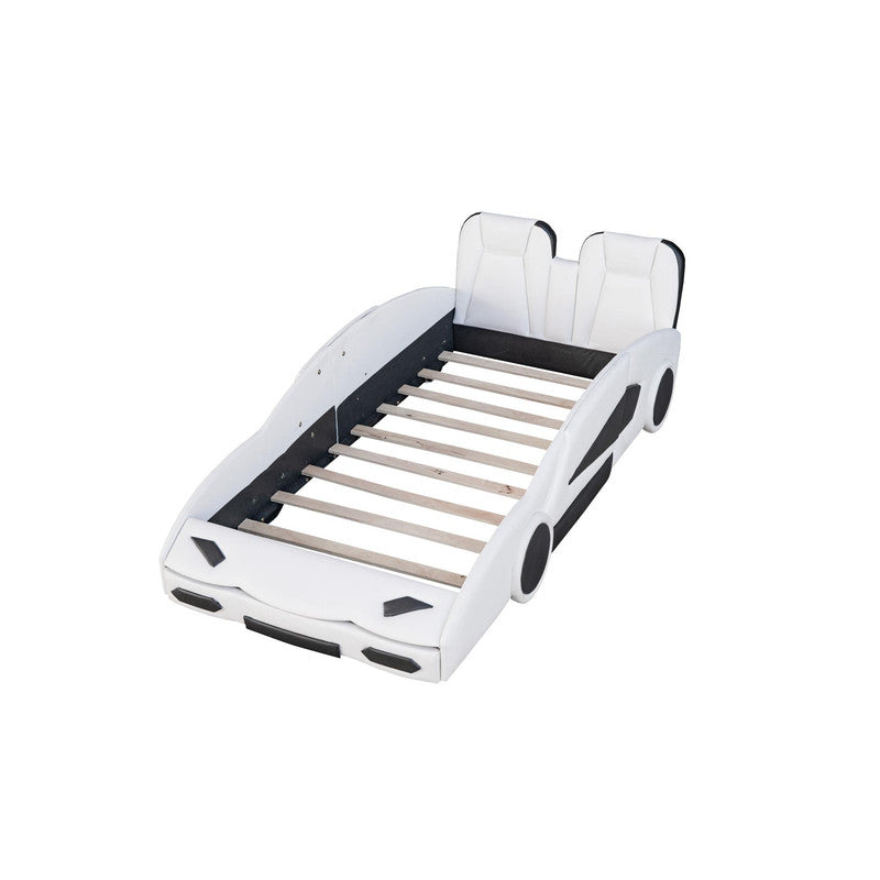 Twin Size Race Car-Shaped Platform Bed with Wheels