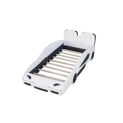 Twin Size Race Car-Shaped Platform Bed with Wheels