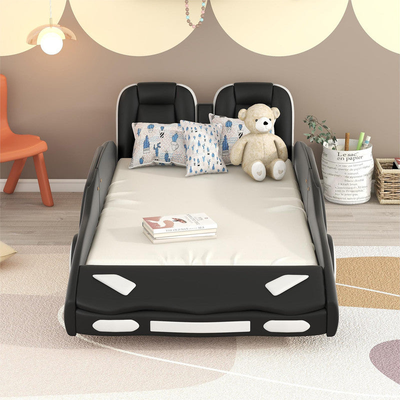 Twin Size Race Car-Shaped Platform Bed with Wheels