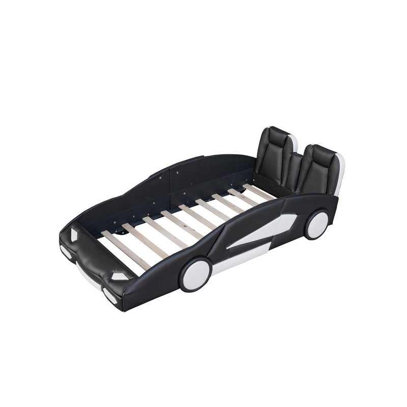 Twin Size Race Car-Shaped Platform Bed with Wheels