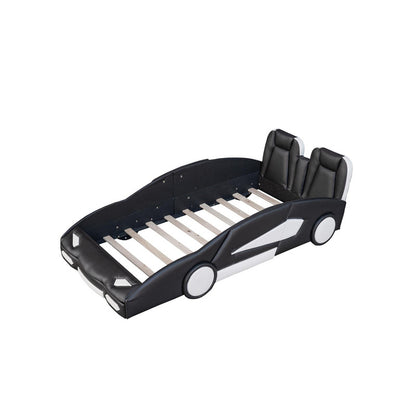 Twin Size Race Car-Shaped Platform Bed with Wheels