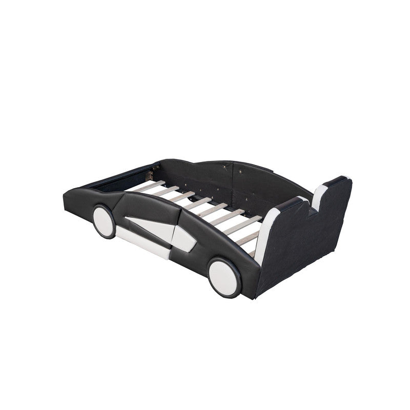 Twin Size Race Car-Shaped Platform Bed with Wheels