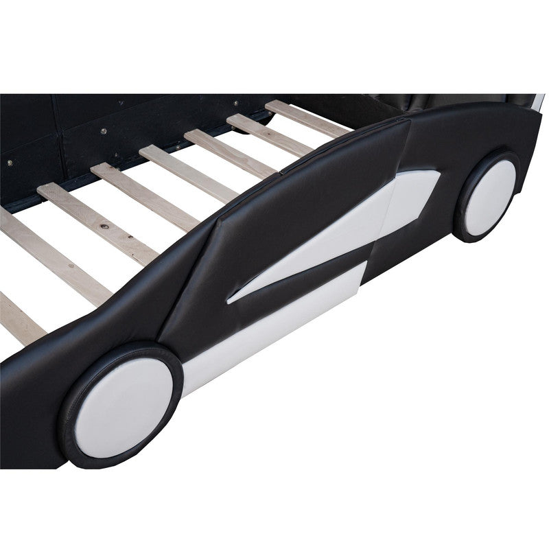 Twin Size Race Car-Shaped Platform Bed with Wheels
