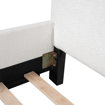 Full Size Upholstered Platform Bed with Cartoon Ears Shaped Headboard