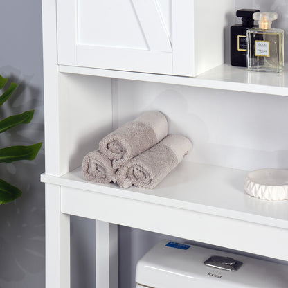 Toilet Storage Cabinet, Space-Saving Bathroom Cabinet with Adjustable Shelves and a Barn Door