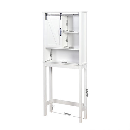 Toilet Storage Cabinet, Space-Saving Bathroom Cabinet with Adjustable Shelves and a Barn Door