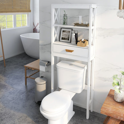 Storage Cabinet with 1 Drawer and 2 Shelves Space Saver Bathroom Rack