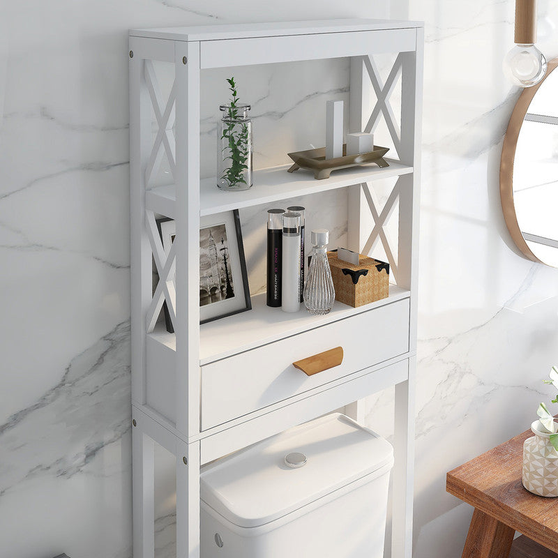 Storage Cabinet with 1 Drawer and 2 Shelves Space Saver Bathroom Rack