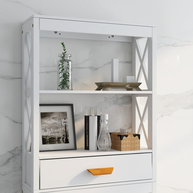 Storage Cabinet with 1 Drawer and 2 Shelves Space Saver Bathroom Rack