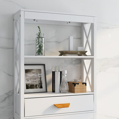 Storage Cabinet with 1 Drawer and 2 Shelves Space Saver Bathroom Rack