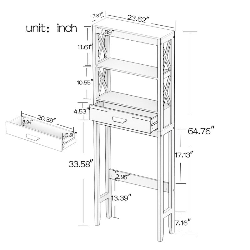 Storage Cabinet with 1 Drawer and 2 Shelves Space Saver Bathroom Rack