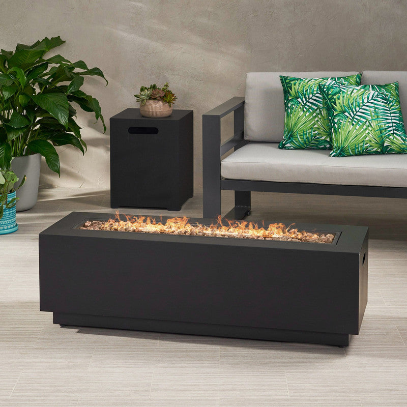 [Ship to Canada only] 50000 BTU Outdoor Rectangle Iron Propane Fire Pit Table with Tank Holder