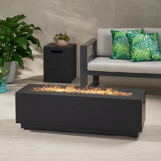 [Ship to Canada only] 50000 BTU Outdoor Rectangle Iron Propane Fire Pit Table with Tank Holder