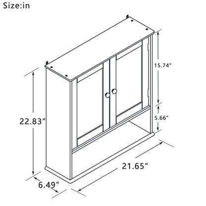 Bathroom Wall Cabinet with Doule Mirror Doors and Shelvs