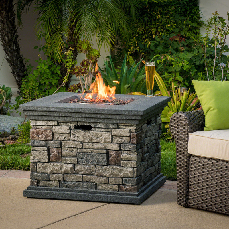 [Ship to Canada Only] 32'' Stone Square Mgo Fire Pit - 40000 BTU