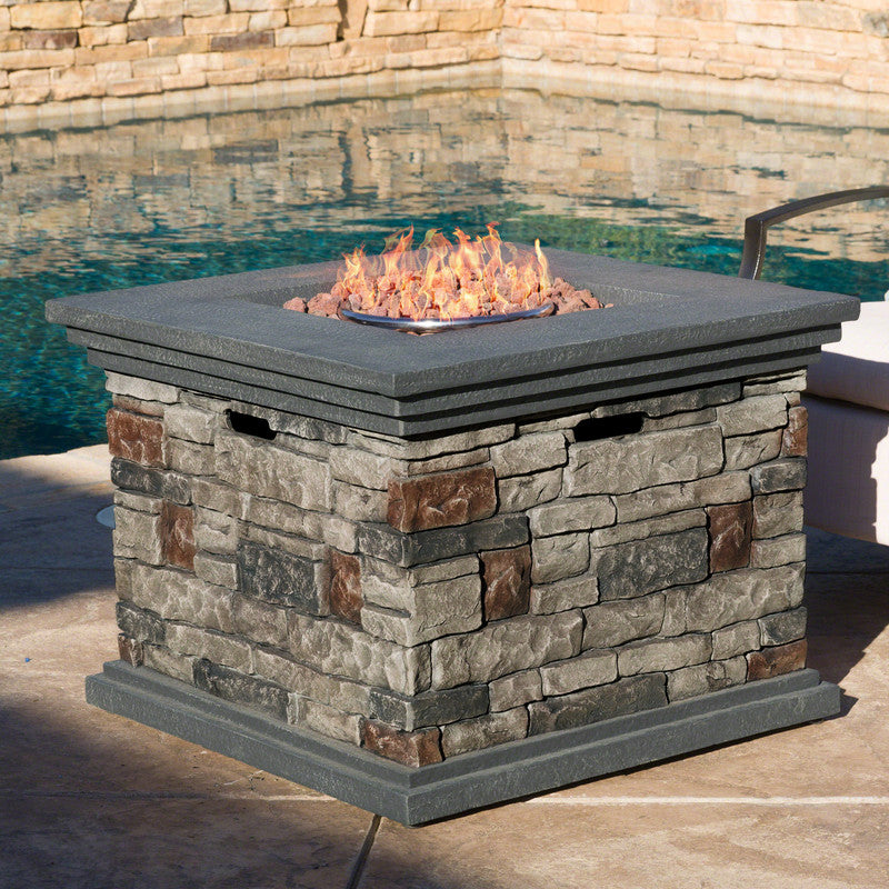 [Ship to Canada Only] 32'' Stone Square Mgo Fire Pit - 40000 BTU