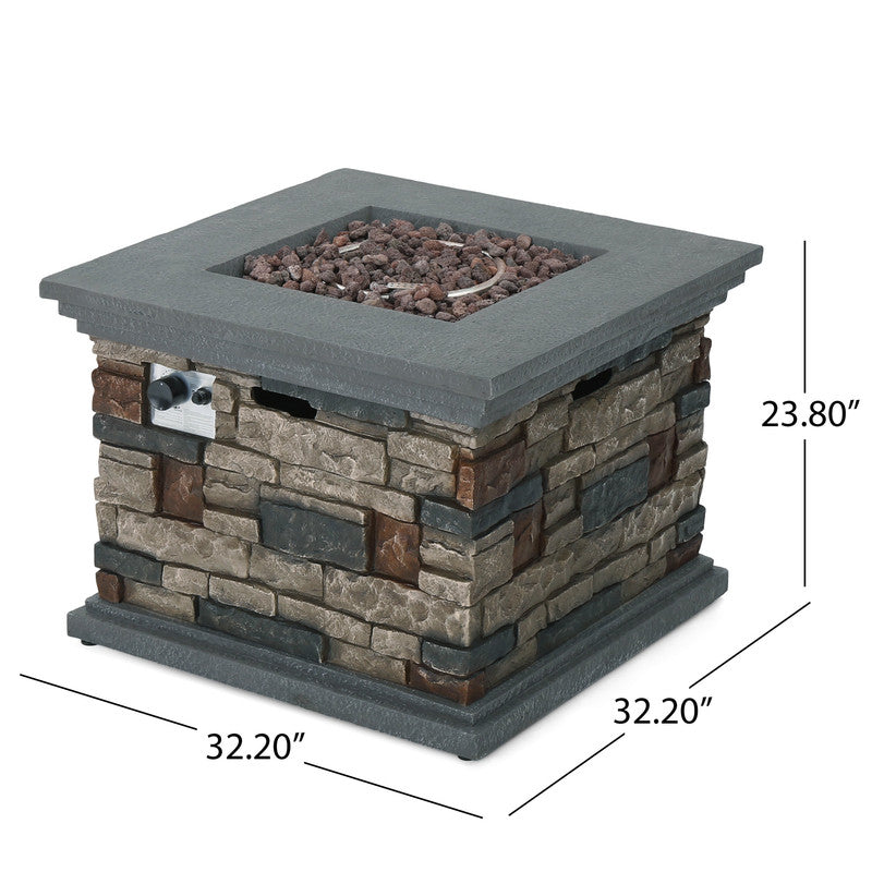 [Ship to Canada Only] 32'' Stone Square Mgo Fire Pit - 40000 BTU