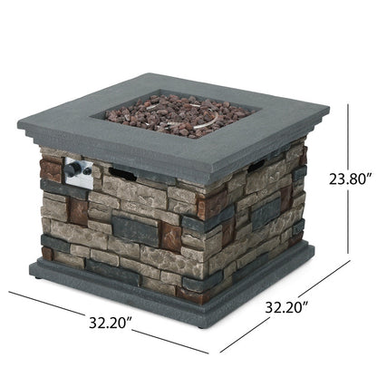 [Ship to Canada Only] 32'' Stone Square Mgo Fire Pit - 40000 BTU