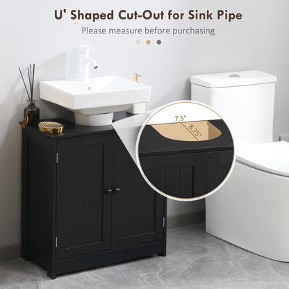 Bathroom Washbasin Cabinet with 2 Doors and Shelf, Pedestal Sink Bathroom Vanity Cabinet