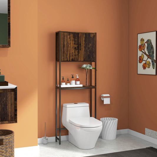 Toilet Storage Cabinet with Double Door Cupboard and Adjustable Shelf