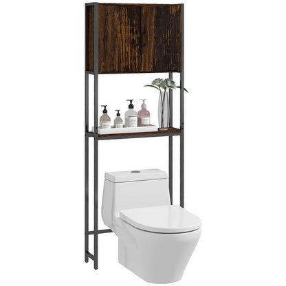 Toilet Storage Cabinet with Double Door Cupboard and Adjustable Shelf