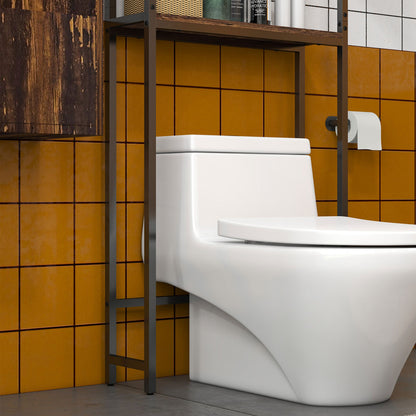 Toilet Storage Cabinet with Double Door Cupboard and Adjustable Shelf