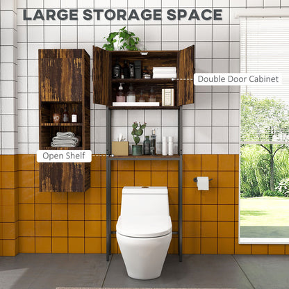 Toilet Storage Cabinet with Double Door Cupboard and Adjustable Shelf