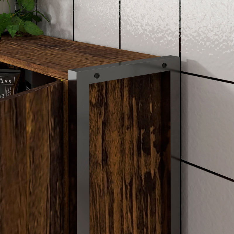 Toilet Storage Cabinet with Double Door Cupboard and Adjustable Shelf