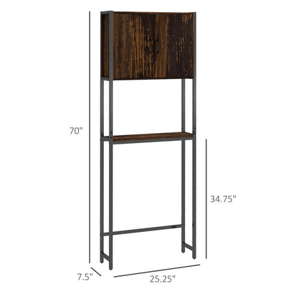 Toilet Storage Cabinet with Double Door Cupboard and Adjustable Shelf