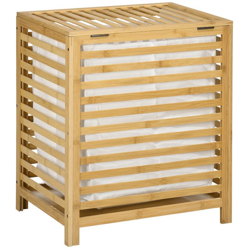 Bamboo Laundry Basket with Lid and Removable Liner Bag