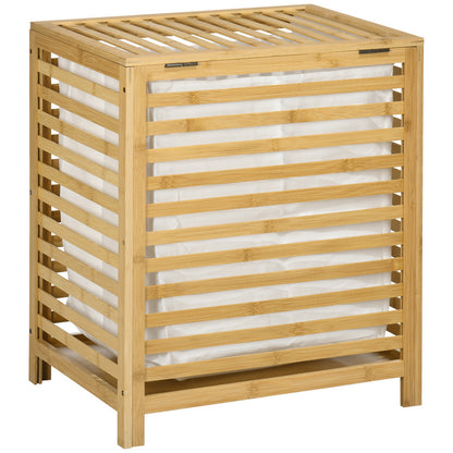 Bamboo Laundry Basket with Lid and Removable Liner Bag