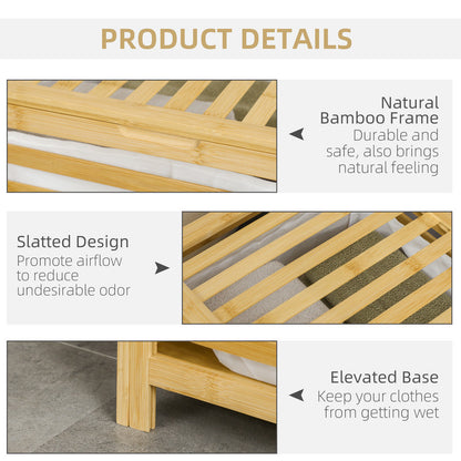 Bamboo Laundry Basket with Lid and Removable Liner Bag