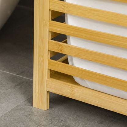 Bamboo Laundry Basket with Lid and Removable Liner Bag