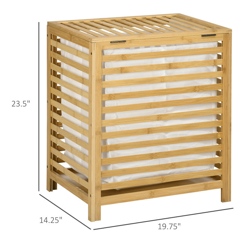 Bamboo Laundry Basket with Lid and Removable Liner Bag