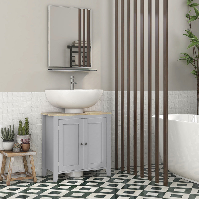 Kleain Pedestal Sink Storage Cabinet, Under Sink Cabinet, Bathroom Vanity Cabinet with U-Shape and Adjustable Internal Shelf