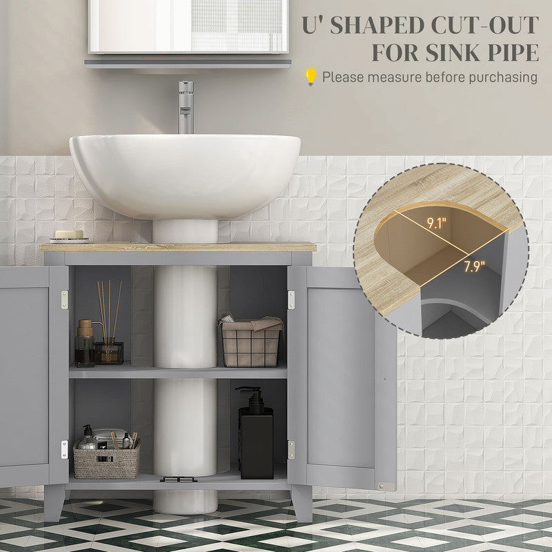 Kleain Pedestal Sink Storage Cabinet, Under Sink Cabinet, Bathroom Vanity Cabinet with U-Shape and Adjustable Internal Shelf