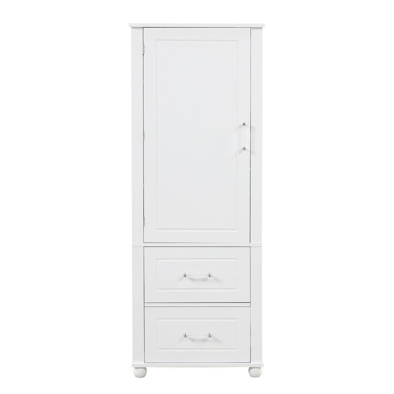 Tall Bathroom Storage Cabinet, Freestanding Storage Cabinet with Two Drawers and Adjustable Shelf