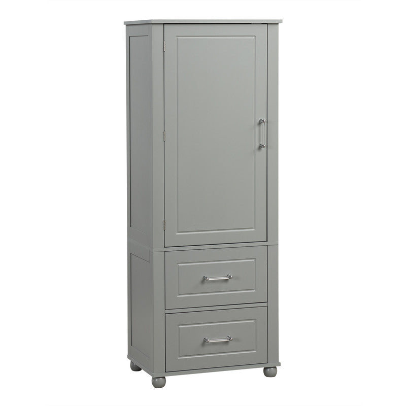 Tall Bathroom Storage Cabinet, Freestanding Storage Cabinet with Two Drawers and Adjustable Shelf