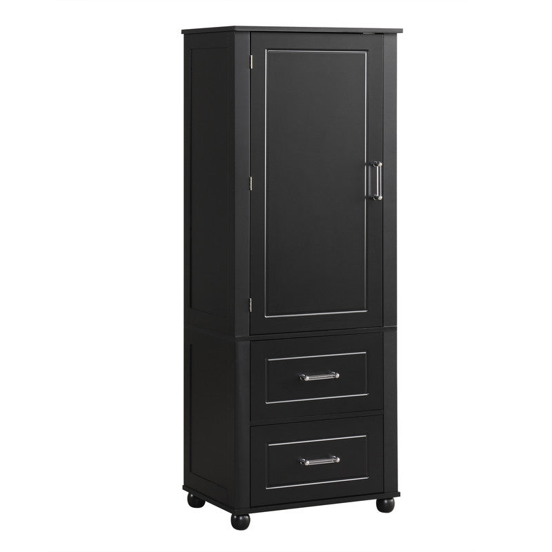Tall Bathroom Storage Cabinet, Freestanding Storage Cabinet with Two Drawers and Adjustable Shelf