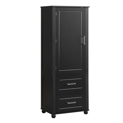 Tall Bathroom Storage Cabinet, Freestanding Storage Cabinet with Two Drawers and Adjustable Shelf