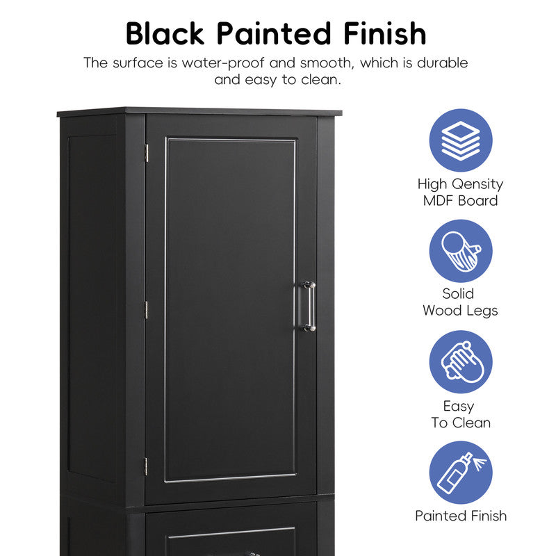 Tall Bathroom Storage Cabinet, Freestanding Storage Cabinet with Two Drawers and Adjustable Shelf