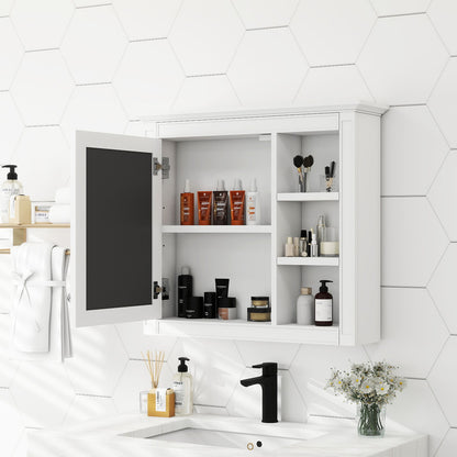 Wall Mounted Bathroom Storage Cabinet with Mirror and 3 Open Shelves